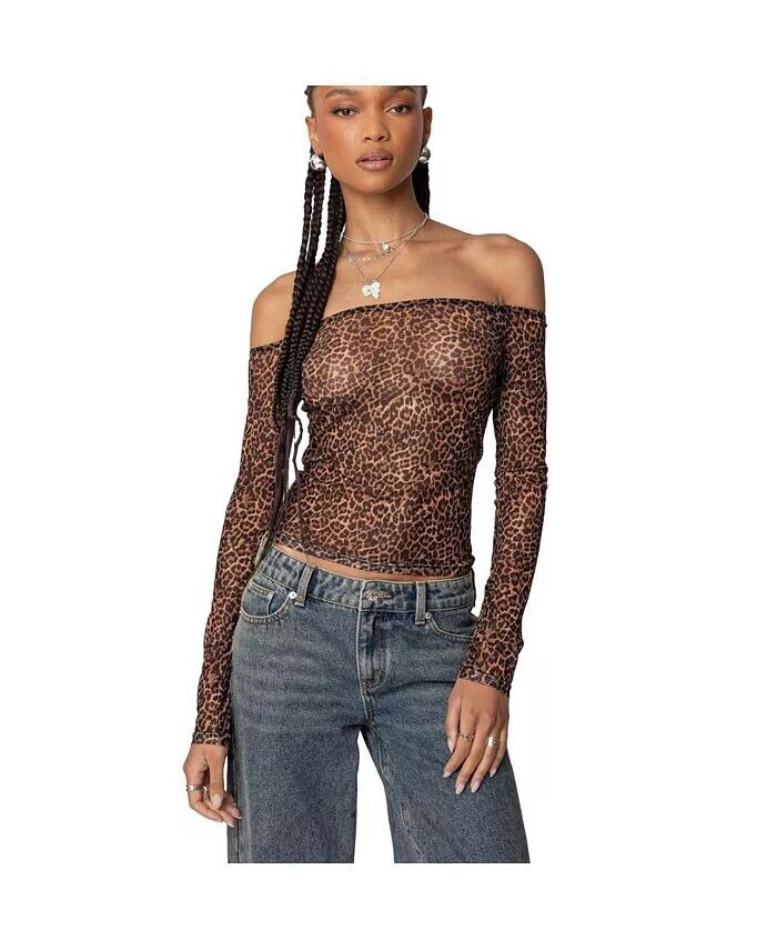 Женский топ с открытыми плечами из прозрачной сетки с леопардовым принтом Edikted, мультиколор
Женский топ с открытыми плечами из прозрачной сетки с леопардовым принтом Edikted, мультиколор