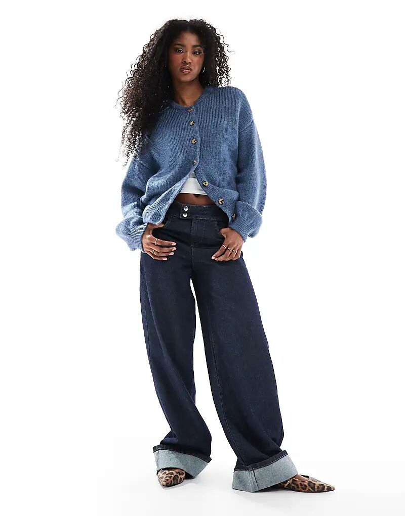 Удлиненный кардиган с круглым вырезом синего цвета ASOS DESIGN 
Удлиненный кардиган с круглым вырезом синего цвета ASOS DESIGN