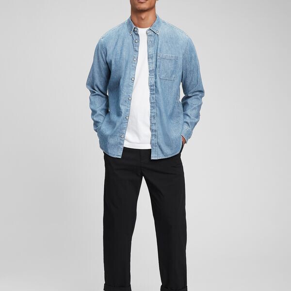 Джинсовая рубашка с карманом Gap, синий
Джинсовая рубашка с карманом Gap, синий