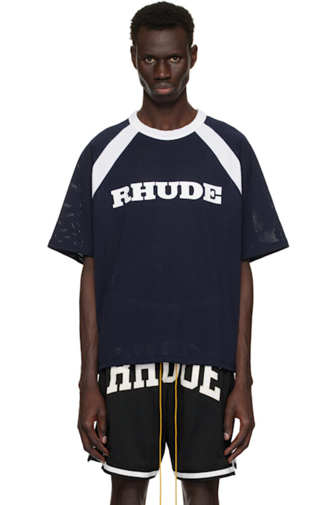 Футболка с логотипом Racing Mesh в сине-белых тонах Rhude
Футболка с логотипом Racing Mesh в сине-белых тонах Rhude