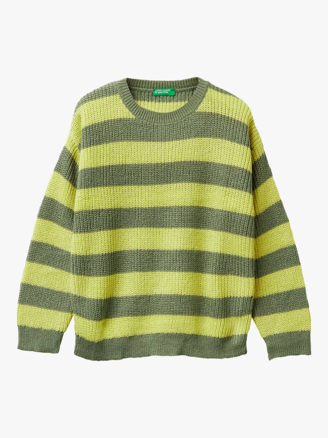 Детский вязаный свитер с круглым вырезом и полосками Benetton, Green
Детский вязаный свитер с круглым вырезом и полосками Benetton, Green