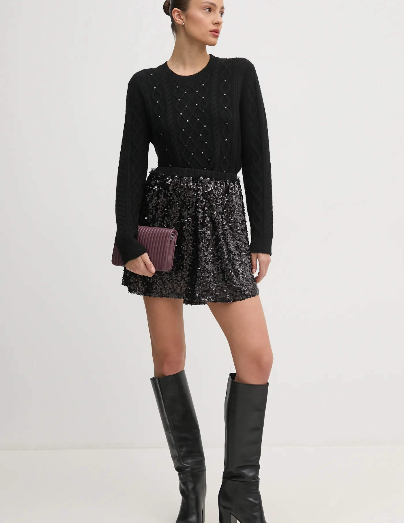 Свитер из смесовой шерсти United Colors of Benetton, черный 
Свитер из смесовой шерсти United Colors of Benetton, черный