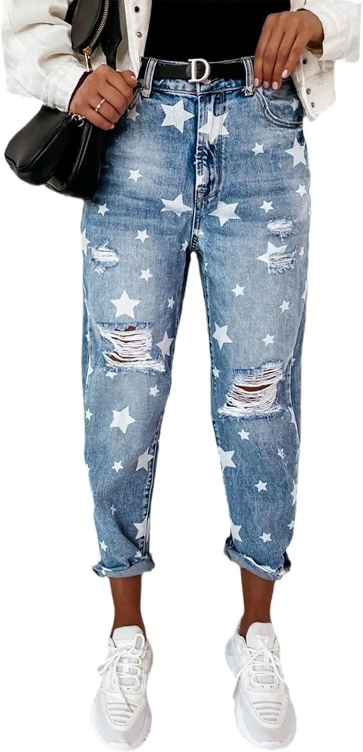 Женские джинсы Boyfriend Classic Distressed Destroy с принтом звезд TACSTRUN
Женские джинсы Boyfriend Classic Distressed Destroy с принтом звезд TACSTRUN