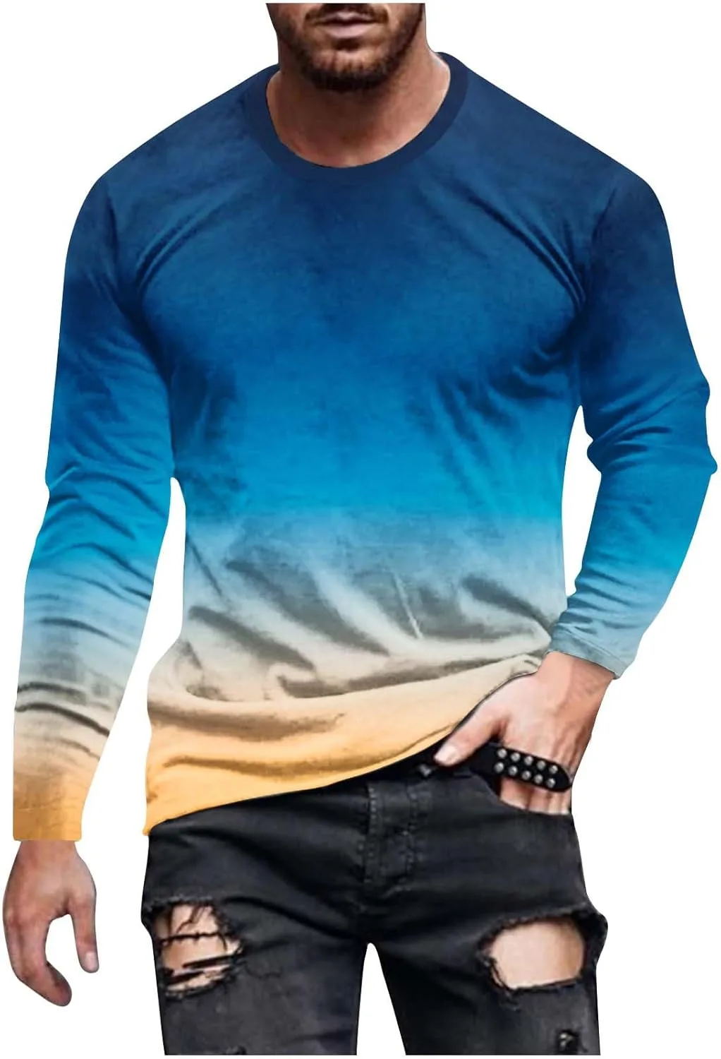 Мужская футболка с длинным рукавом и градиентом Casual Fashion Tee Zeiyignr
Мужская футболка с длинным рукавом и градиентом Casual Fashion Tee Zeiyignr