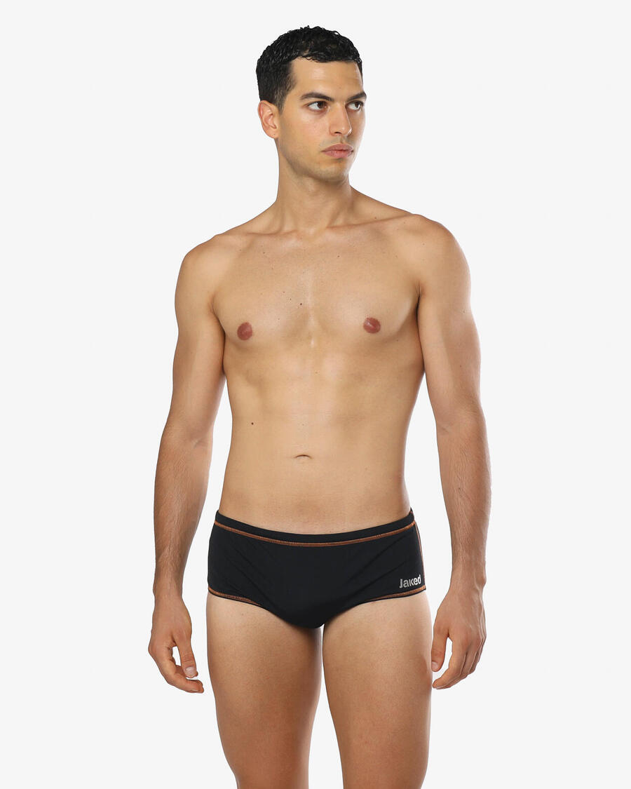 JAKED Синтетические плавки черного и оранжевого цвета для мужчин
JAKED Синтетические плавки черного и оранжевого цвета для мужчин