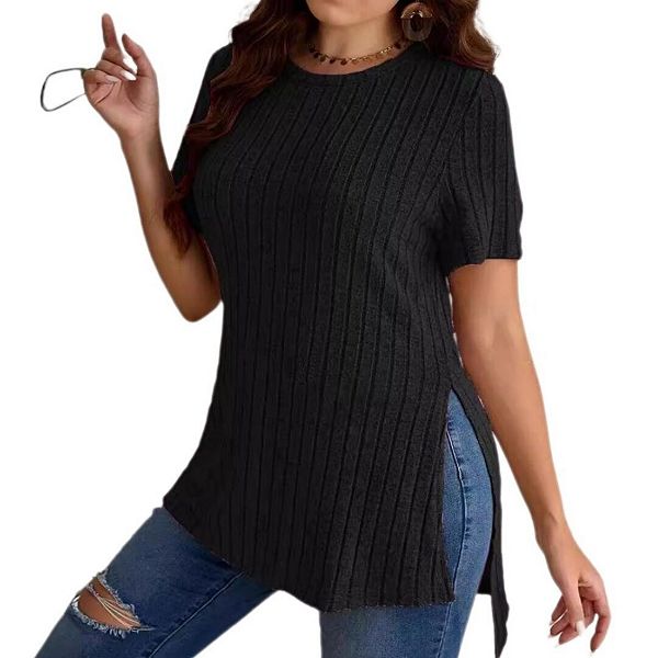 Женская футболка с круглым вырезом и коротким рукавом, летняя, с боковым разрезом и фактурой Yesfashion, Black, Черный, Женская футболка с круглым вырезом и коротким рукавом, летняя, с боковым разрезом и фактурой Yesfashion, Black
Женская футболка с круглым вырезом и коротким рукавом, летняя, с боковым разрезом и фактурой Yesfashion, Black, Черный, Женская футболка с круглым вырезом и коротким рукавом, летняя, с боковым разрезом и фактурой Yesfashion, Black