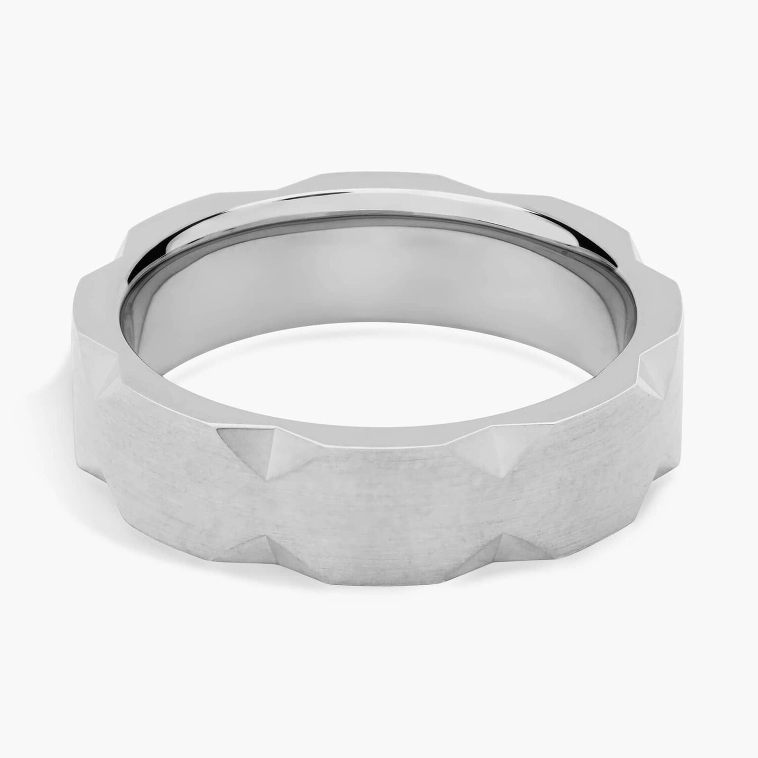 Современное составное кольцо с шестигранной огранкой из 14-каратного белого золота (5 мм) Blue Nile