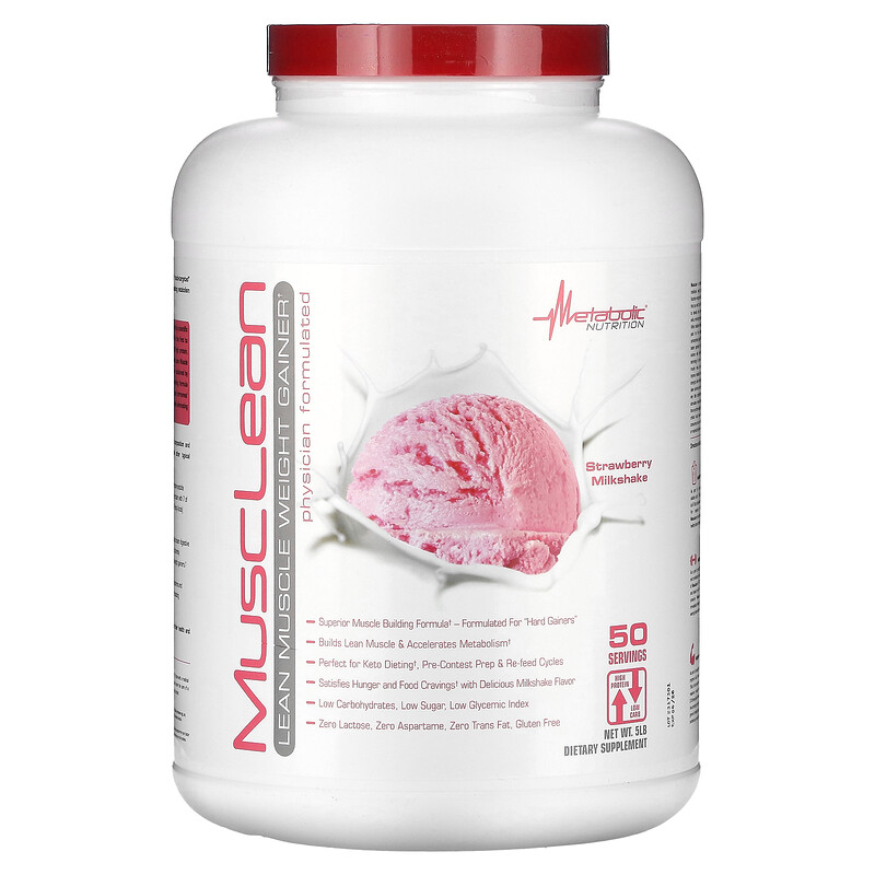 Metabolic Nutrition, MuscLean, средство для набора мышечной массы, клубничный молочный коктейль, 5 фунтов
Metabolic Nutrition, MuscLean, средство для набора мышечной массы, клубничный молочный коктейль, 5 фунтов