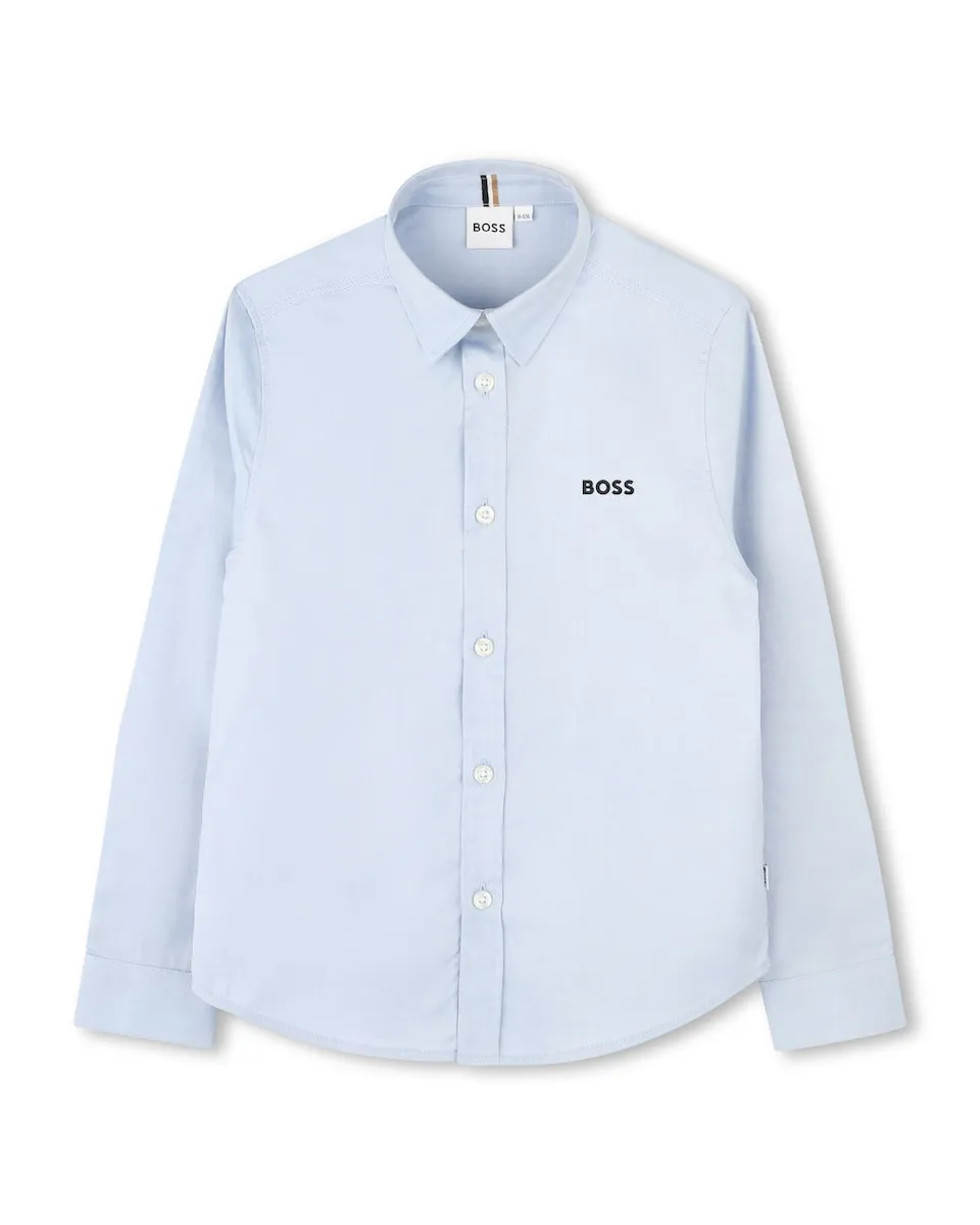 Детская хлопковая рубашка Boss Kidswear, светло-голубой 
Детская хлопковая рубашка Boss Kidswear, светло-голубой