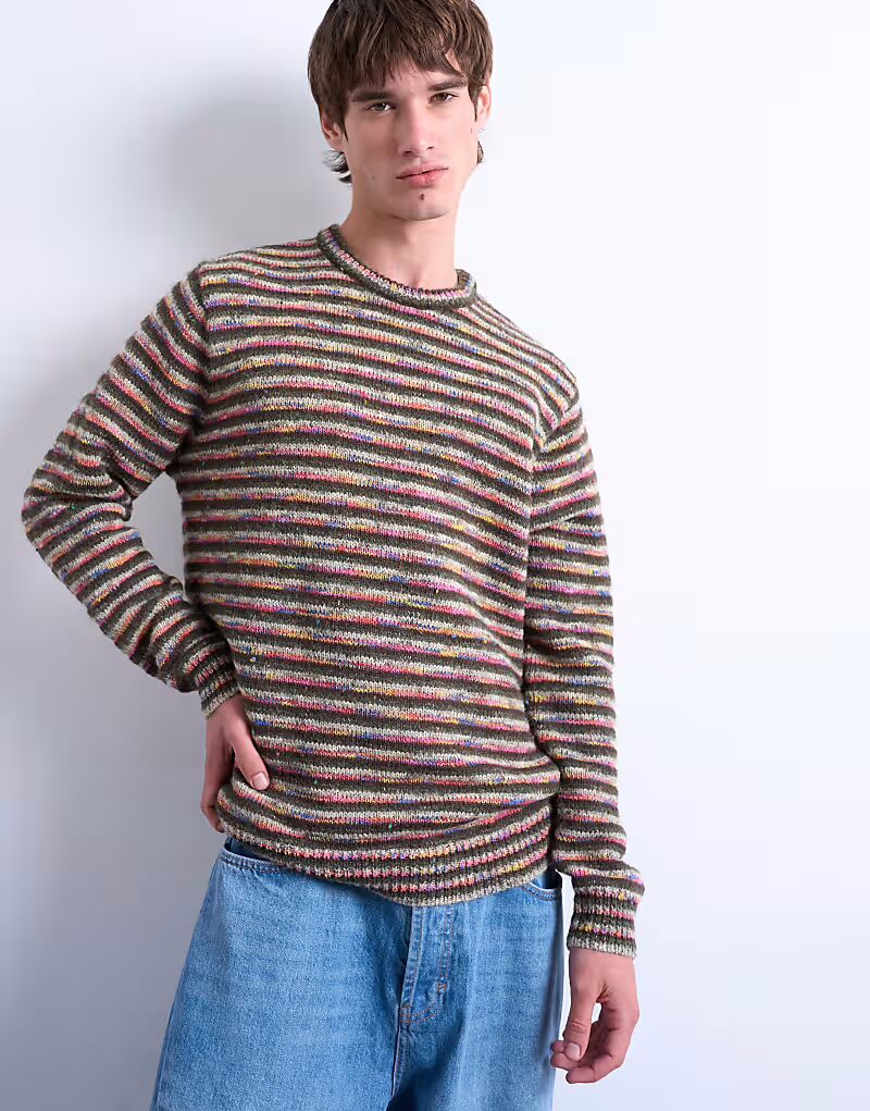 Вязаный джемпер прямого кроя с перекрученными полосками цвета хаки Topman
Вязаный джемпер прямого кроя с перекрученными полосками цвета хаки Topman