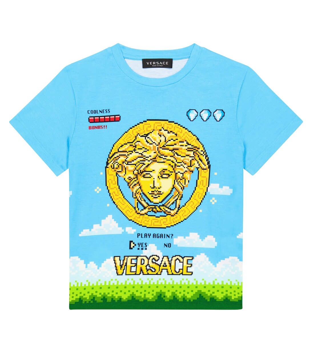 Хлопковая футболка с изображением медузы Video Game Versace, разноцветный 
Хлопковая футболка с изображением медузы Video Game Versace, разноцветный
