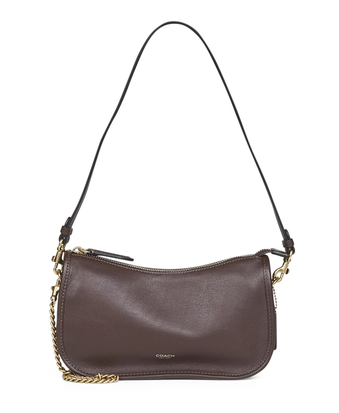 Кожаная сумка через плечо с золотым логотипом Coach, коричневый
Кожаная сумка через плечо с золотым логотипом Coach, коричневый