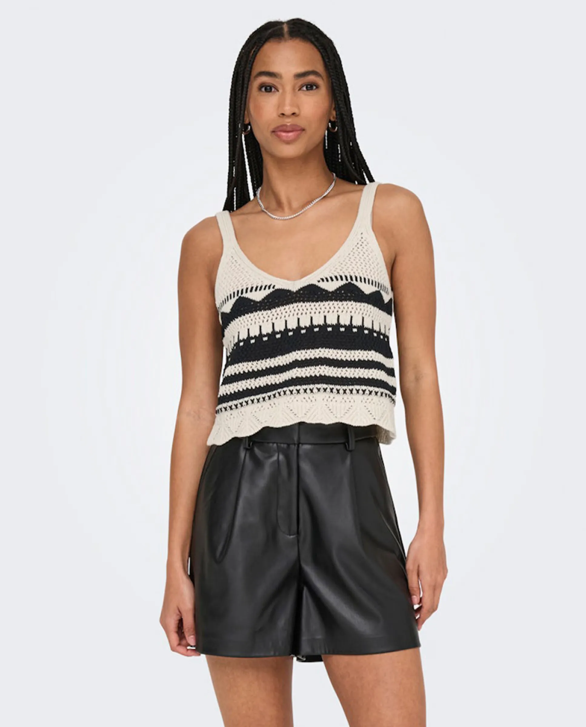 Женский короткий топ в полоску из трикотажа Only, белый
Женский короткий топ в полоску из трикотажа Only, белый