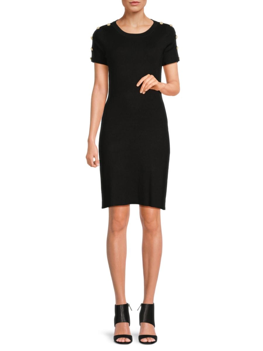 Трикотажное облегающее мини-платье на пуговицах Karl Lagerfeld Paris, черный
Трикотажное облегающее мини-платье на пуговицах Karl Lagerfeld Paris, черный