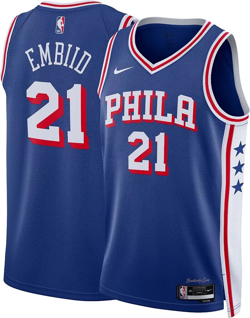 Мужская синяя майка Nike Philadelphia 76ers Joel Embiid #21 Dri-FIT Swingman
Мужская синяя майка Nike Philadelphia 76ers Joel Embiid #21 Dri-FIT Swingman