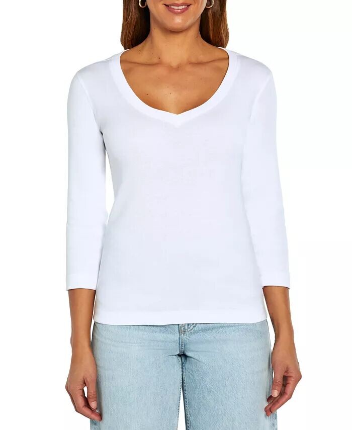 Женская футболка с v-образным вырезом и рукавами 3/4 Three Dots, белый
Женская футболка с v-образным вырезом и рукавами 3/4 Three Dots, белый