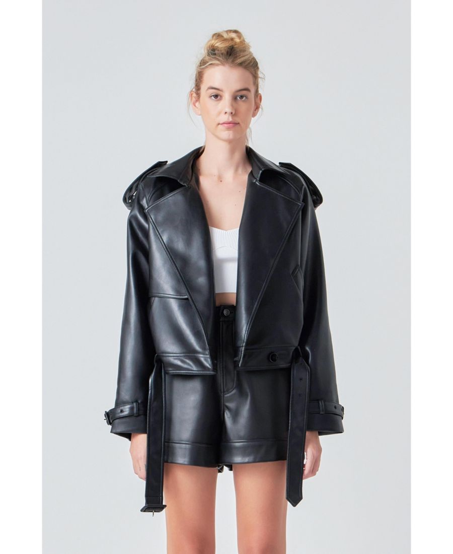 Женская короткая куртка-тренч из искусственной кожи Grey Lab, Black
Женская короткая куртка-тренч из искусственной кожи Grey Lab, Black