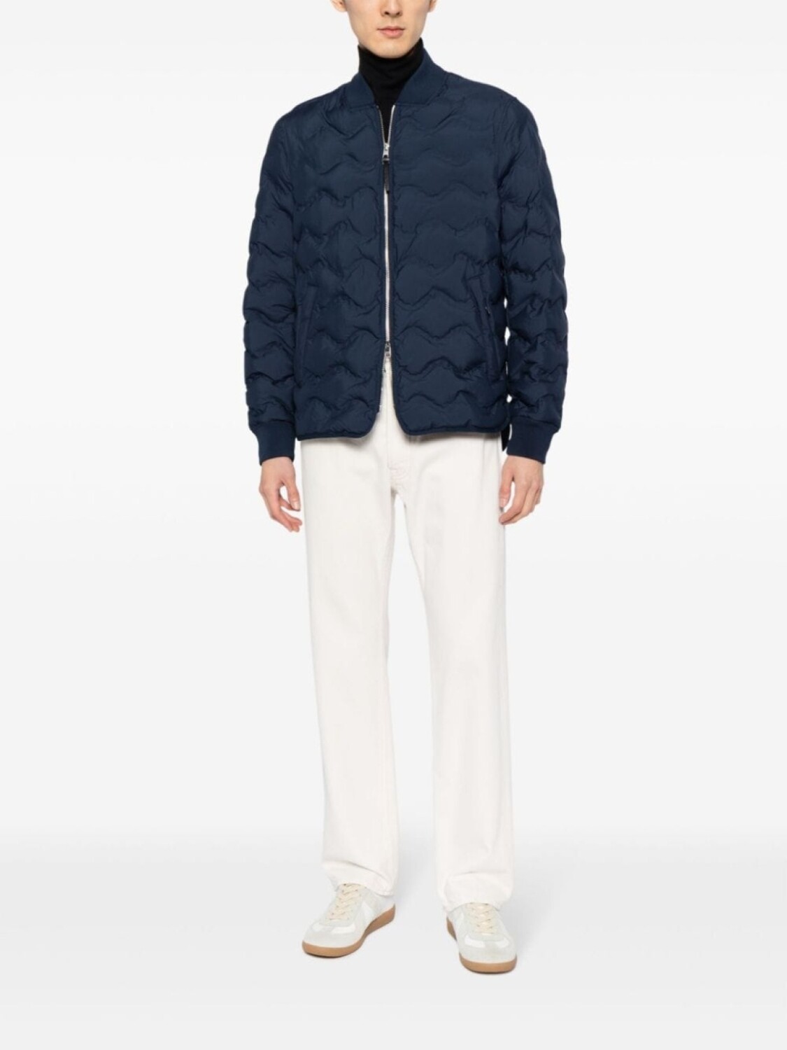 Michael Kors стеганая куртка-бомбер на молнии, синий 
Michael Kors стеганая куртка-бомбер на молнии, синий