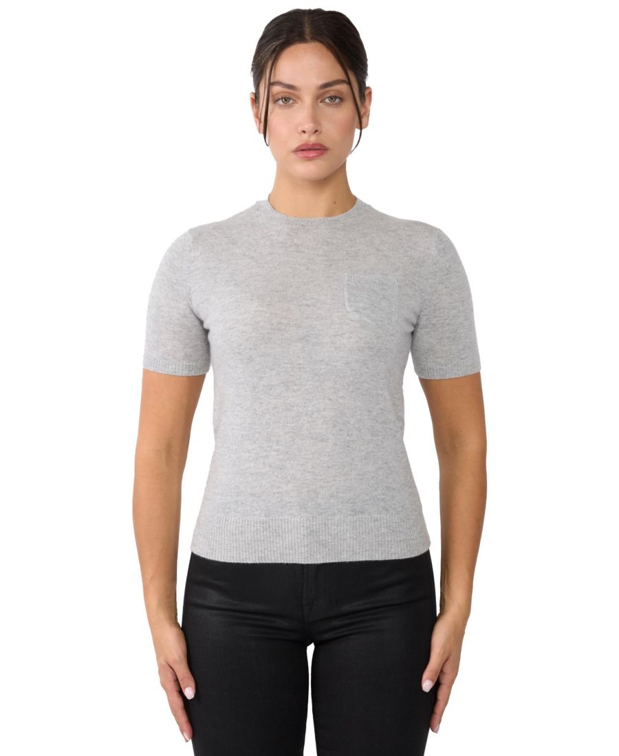 Женский свитер с короткими рукавами и круглым вырезом из 100% кашемира JENNIE LIU, Grey
Женский свитер с короткими рукавами и круглым вырезом из 100% кашемира JENNIE LIU, Grey