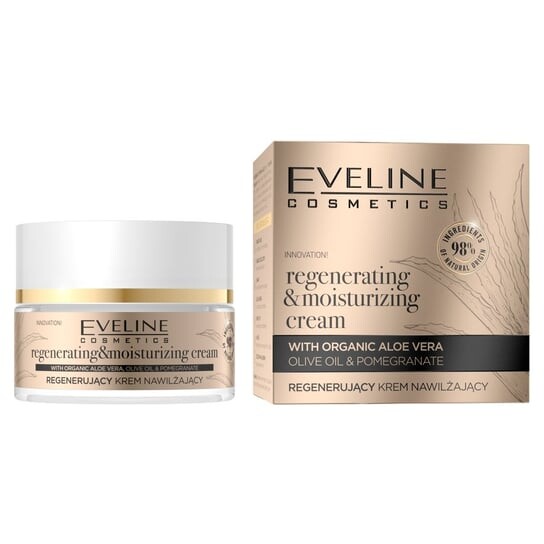 Регенерирующий увлажняющий крем для лица на день и ночь 50мл Eveline Cosmetics, Organic Gold, Regenerating & Moisturizing Cream
Регенерирующий увлажняющий крем для лица на день и ночь 50мл Eveline Cosmetics, Organic Gold, Regenerating & Moisturizing Cream
