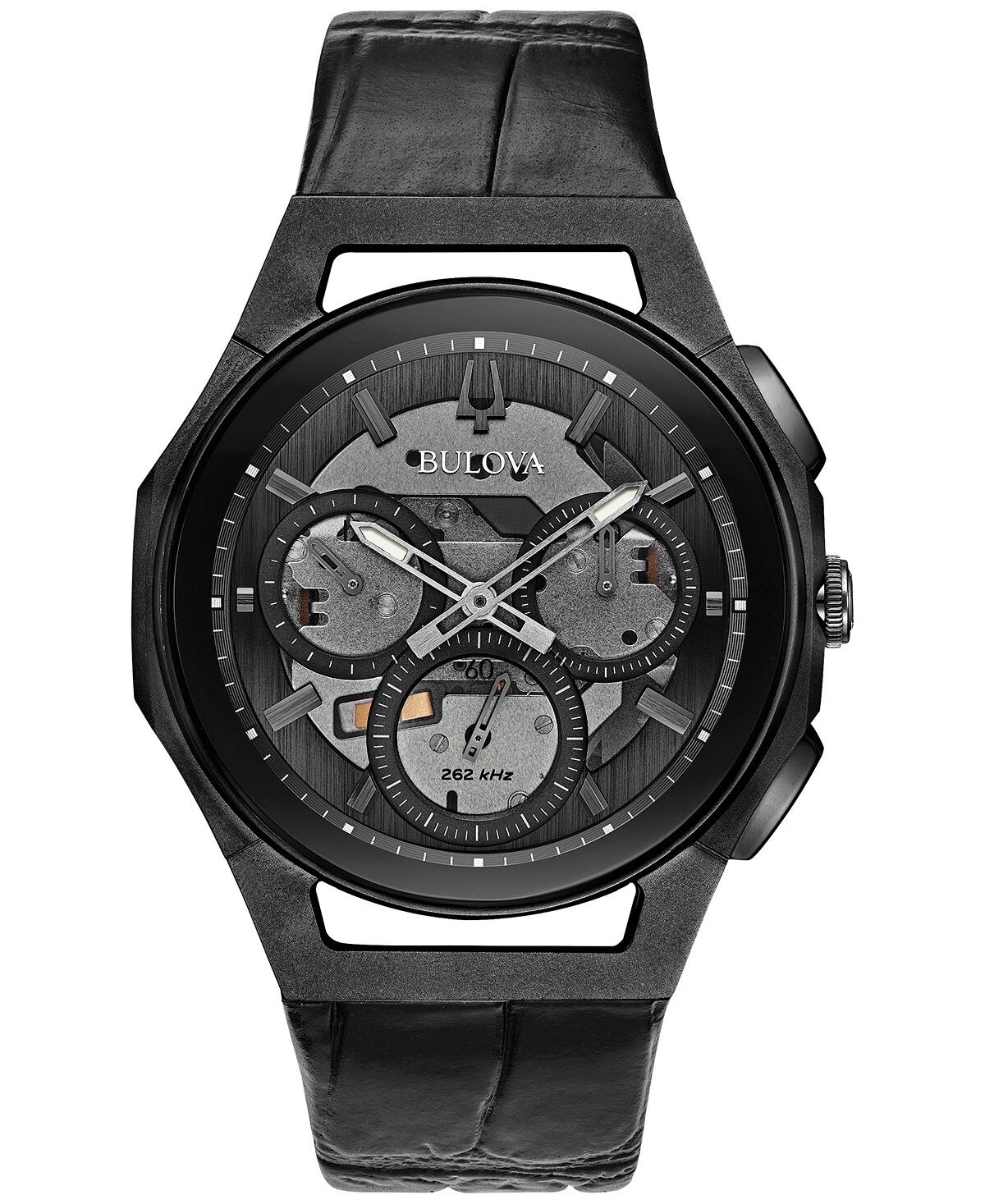 Мужские часы с хронографом и изогнутым черным кожаным ремешком, 44 мм Bulova
Мужские часы с хронографом и изогнутым черным кожаным ремешком, 44 мм Bulova