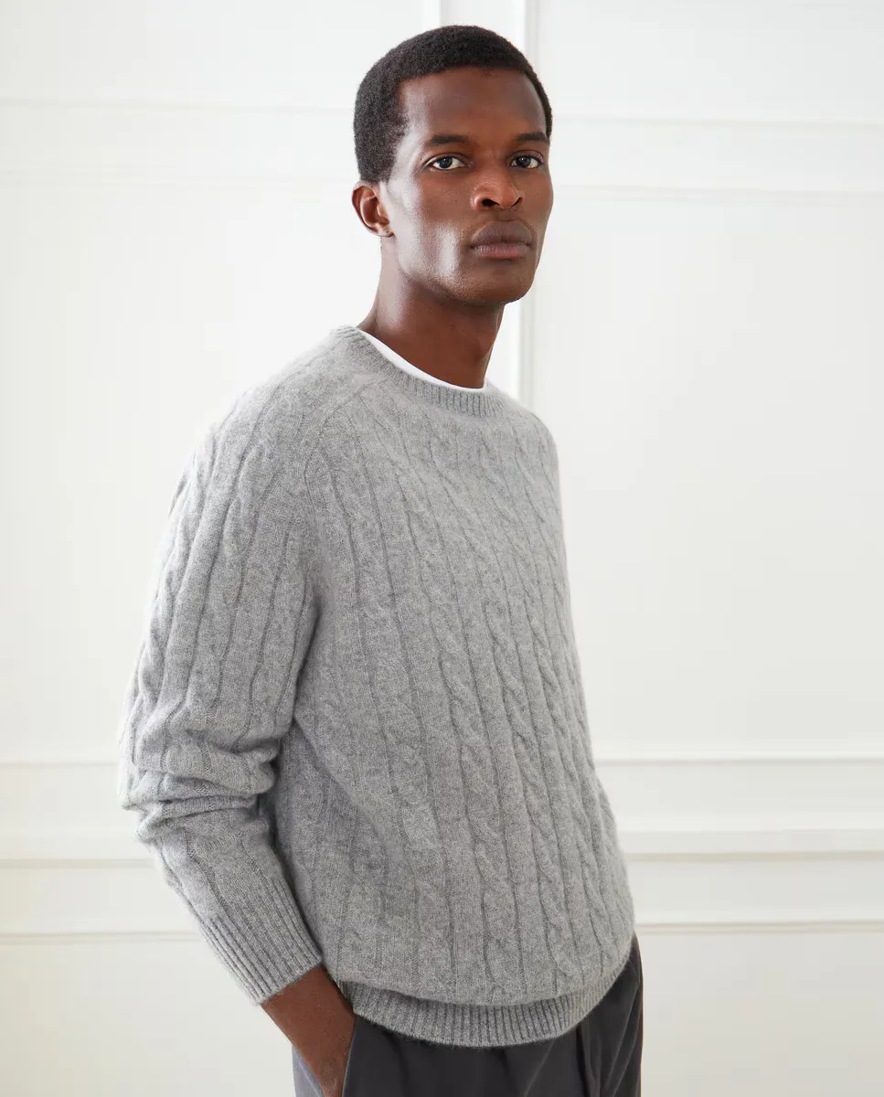 Мужской свитер с круглым вырезом и кашемировым кашемиром Emidio Tucci, серый 
Мужской свитер с круглым вырезом и кашемировым кашемиром Emidio Tucci, серый