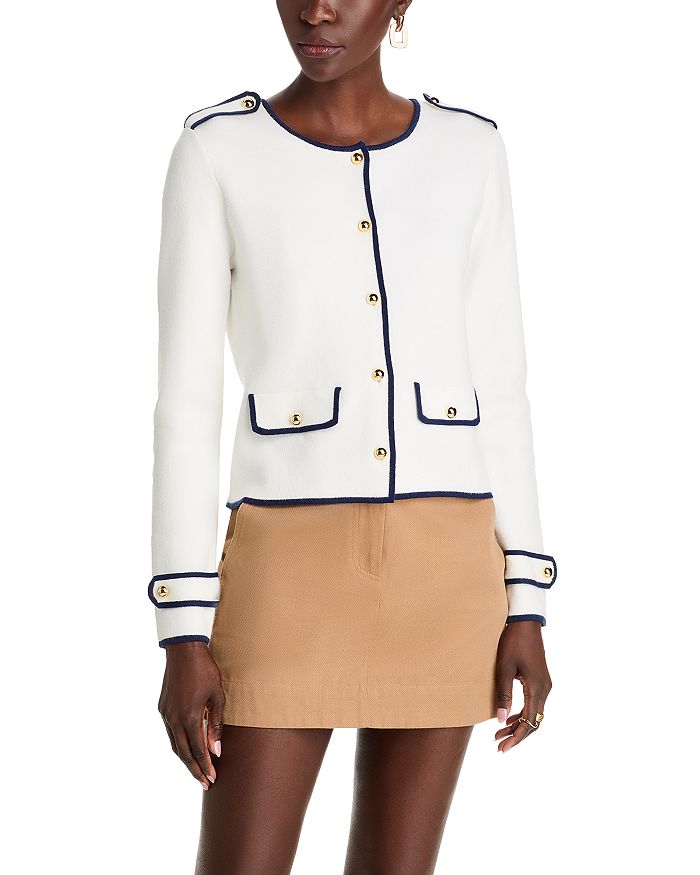 Кардиган с длинными рукавами и круглым вырезом на пуговицах T Tahari, белый
Кардиган с длинными рукавами и круглым вырезом на пуговицах T Tahari, белый