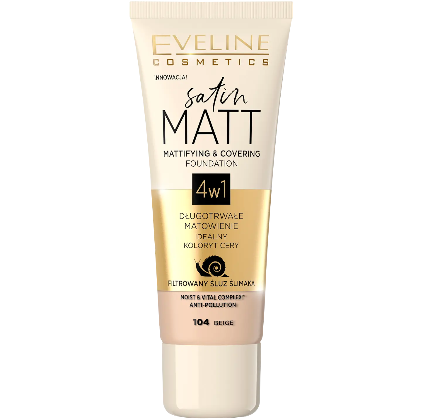 Бежевый тональный крем для лица 104 Eveline Cosmetics Satin Matt, 30 мл 
Бежевый тональный крем для лица 104 Eveline Cosmetics Satin Matt, 30 мл