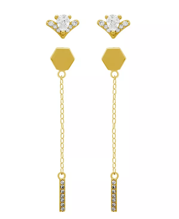 Комплект из двух позолоченных серег с V-образной застежкой-гвоздиком And Now This, gold-plated
Комплект из двух позолоченных серег с V-образной застежкой-гвоздиком And Now This, gold-plated