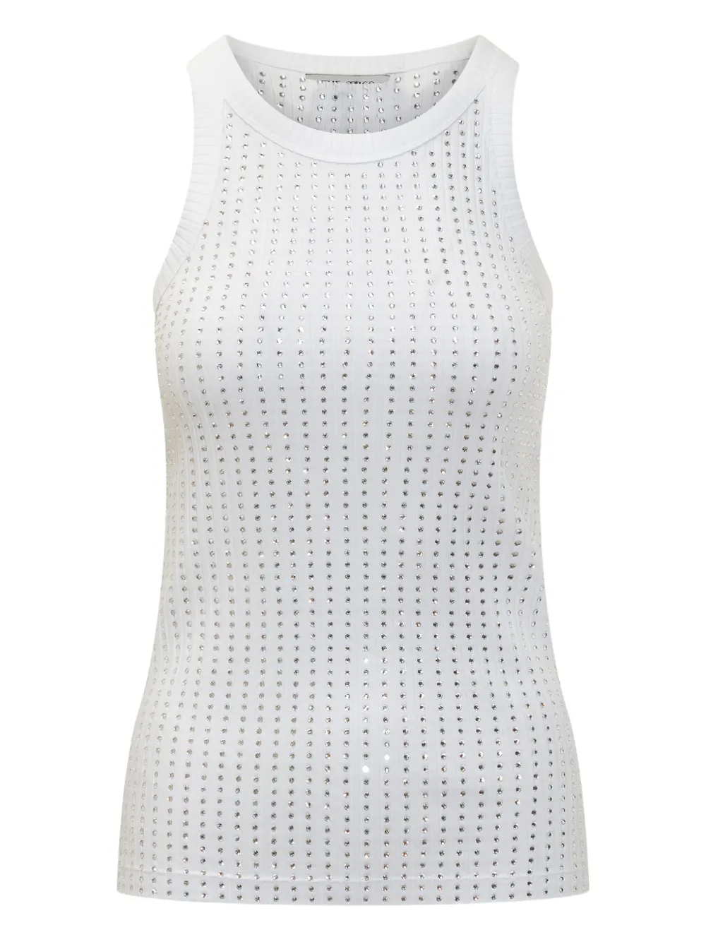 Ребристый топ, украшенный кристаллами The Attico, белый 
Ребристый топ, украшенный кристаллами The Attico, белый