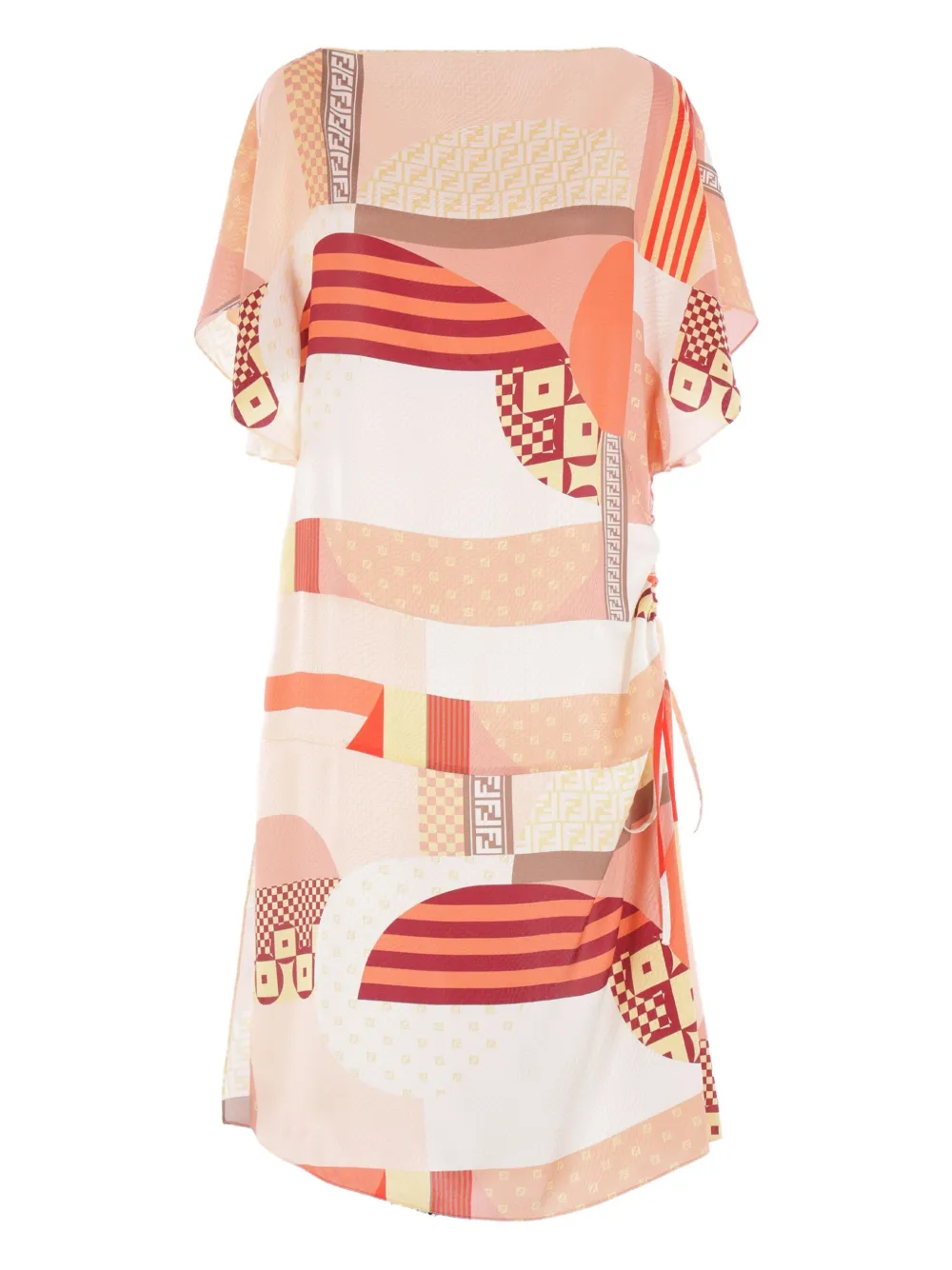 Платье мини с абстрактным принтом FENDI, нейтральный 
Платье мини с абстрактным принтом FENDI, нейтральный