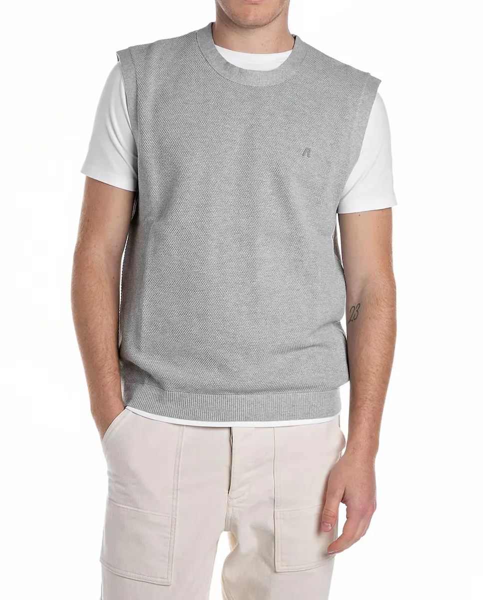 Мужской трикотажный жилет с круглым вырезом Replay, серый
Мужской трикотажный жилет с круглым вырезом Replay, серый