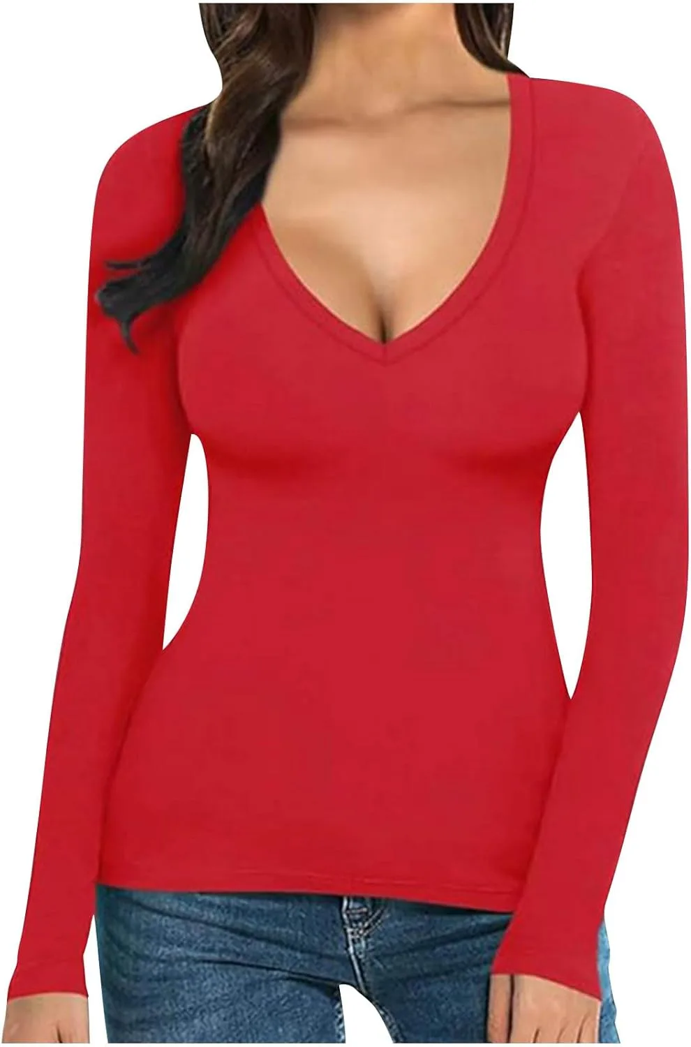 Длинная футболка для женщин V-образным вырезом, базовый топ, облегающий крой
Длинная футболка для женщин V-образным вырезом, базовый топ, облегающий крой