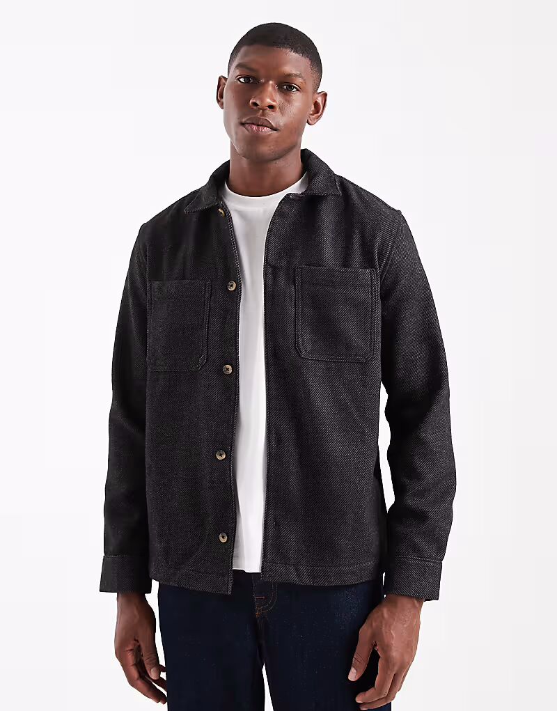 Шерстяная рубашка темно-серого цвета Asos Design
Шерстяная рубашка темно-серого цвета Asos Design