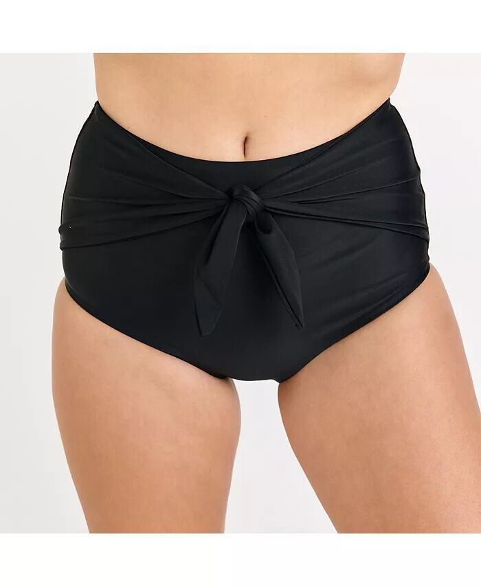 Женские плавки бикини с высокой талией и завязкой спереди Calypsa, черный
Женские плавки бикини с высокой талией и завязкой спереди Calypsa, черный