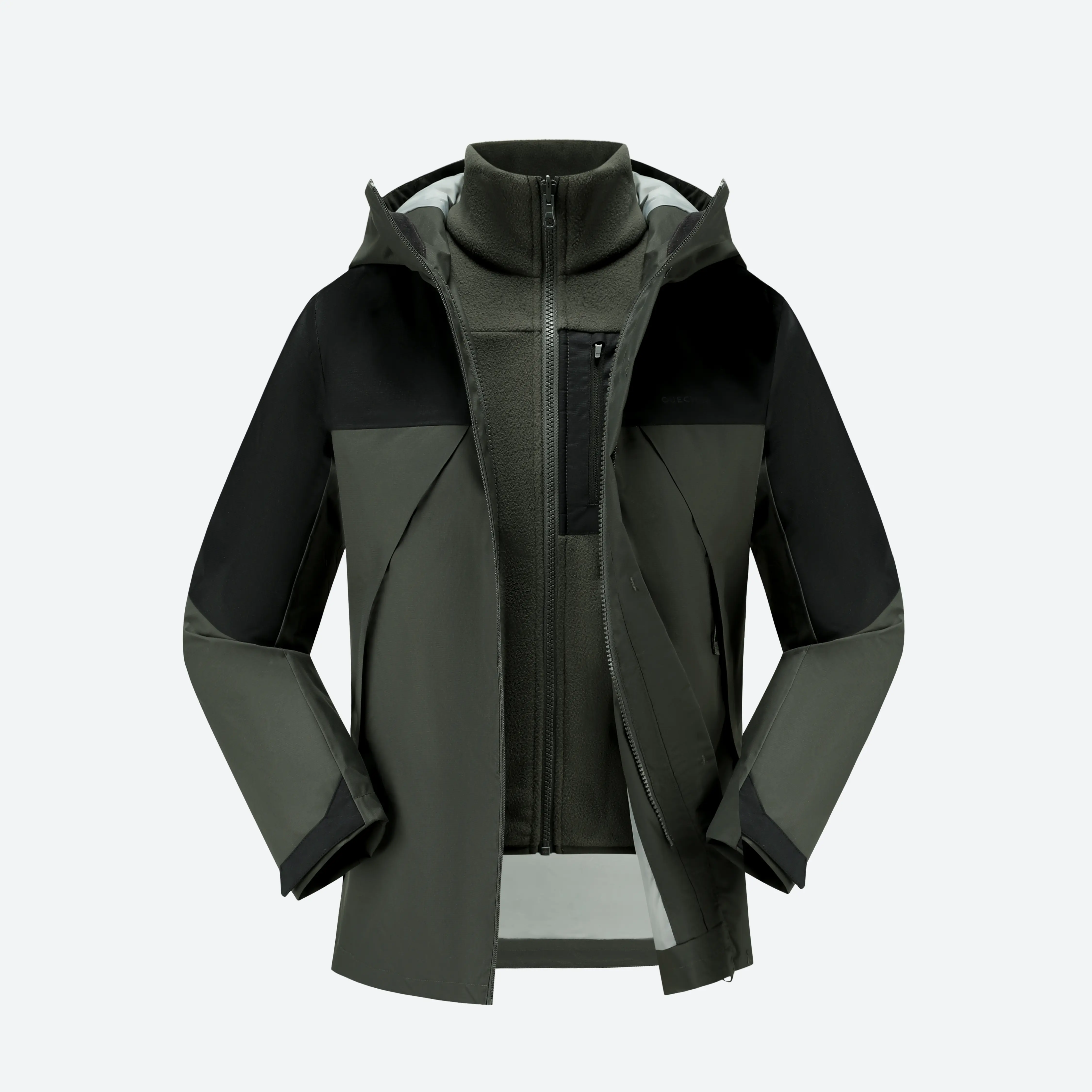 Зелёная подростковая трёхслойная флисовая утеплённая куртка для зимнего похода Quechua SH500
Зелёная подростковая трёхслойная флисовая утеплённая куртка для зимнего похода Quechua SH500