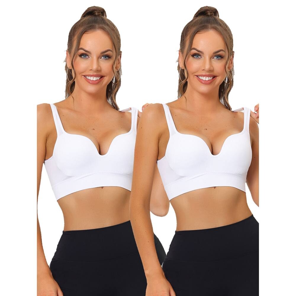 2 упаковки женских спортивных бюстгальтеров для фитнеса средней ударной нагрузки с беспроводной подкладкой и глубоким V-образным вырезом ALLEGRA K, белый
2 упаковки женских спортивных бюстгальтеров для фитнеса средней ударной нагрузки с беспроводной подкладкой и глубоким V-образным вырезом ALLEGRA K, белый
