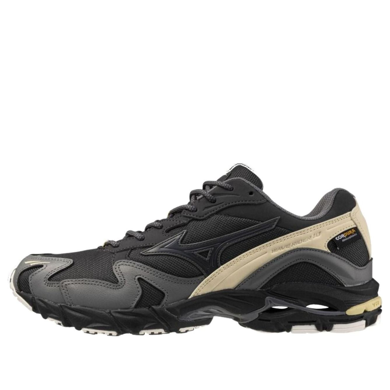 Mizuno Wave Rider 10 Cordura 'Black Sand Quiet Shade Banana'
Mizuno Wave Rider 10 Cordura 'Black Sand Quiet Shade Banana'