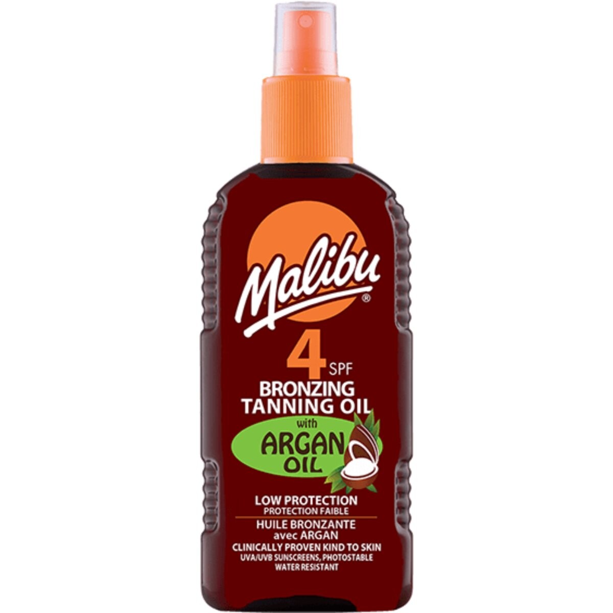 Malibu, Бронзирующее масло с аргановым маслом SPF4, 200 мл
Malibu, Бронзирующее масло с аргановым маслом SPF4, 200 мл