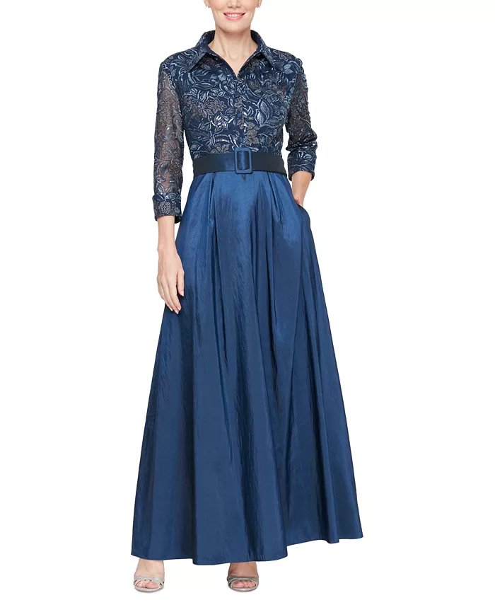 Женское платье с вышивкой пайетками, с 3/4 рукавом и поясом Alex Evenings, синий
Женское платье с вышивкой пайетками, с 3/4 рукавом и поясом Alex Evenings, синий