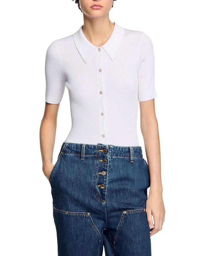 Топ-поло из трикотажного полотна Sandro, белый
Топ-поло из трикотажного полотна Sandro, белый