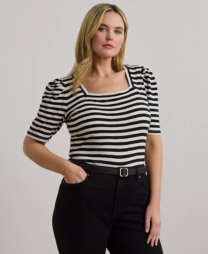 Футболка из хлопкового джерси в полоску с рукавами-фонариками больших размеров Lauren Ralph Lauren, черный
Футболка из хлопкового джерси в полоску с рукавами-фонариками больших размеров Lauren Ralph Lauren, черный
