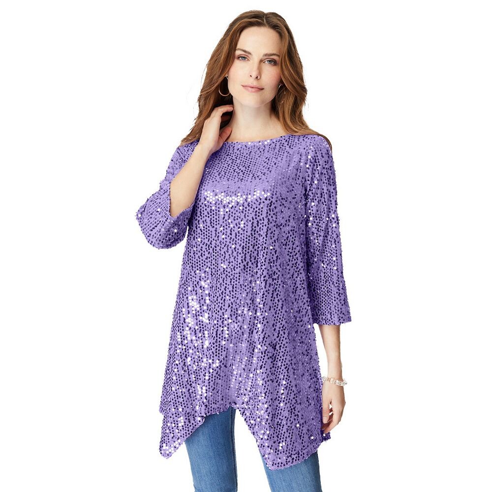 Женская туника больших размеров Roaman's с платком и пайетками, цвет Vintage Lavender
Женская туника больших размеров Roaman's с платком и пайетками, цвет Vintage Lavender