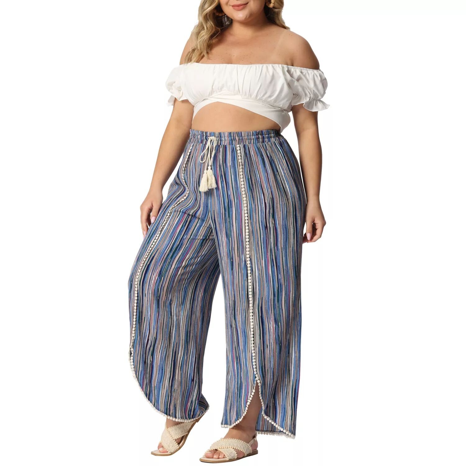 Женские брюки больших размеров с разрезом и эластичной резинкой на талии, широкие брюки в струящуюся полоску Agnes Orinda, синий
Женские брюки больших размеров с разрезом и эластичной резинкой на талии, широкие брюки в струящуюся полоску Agnes Orinda, синий