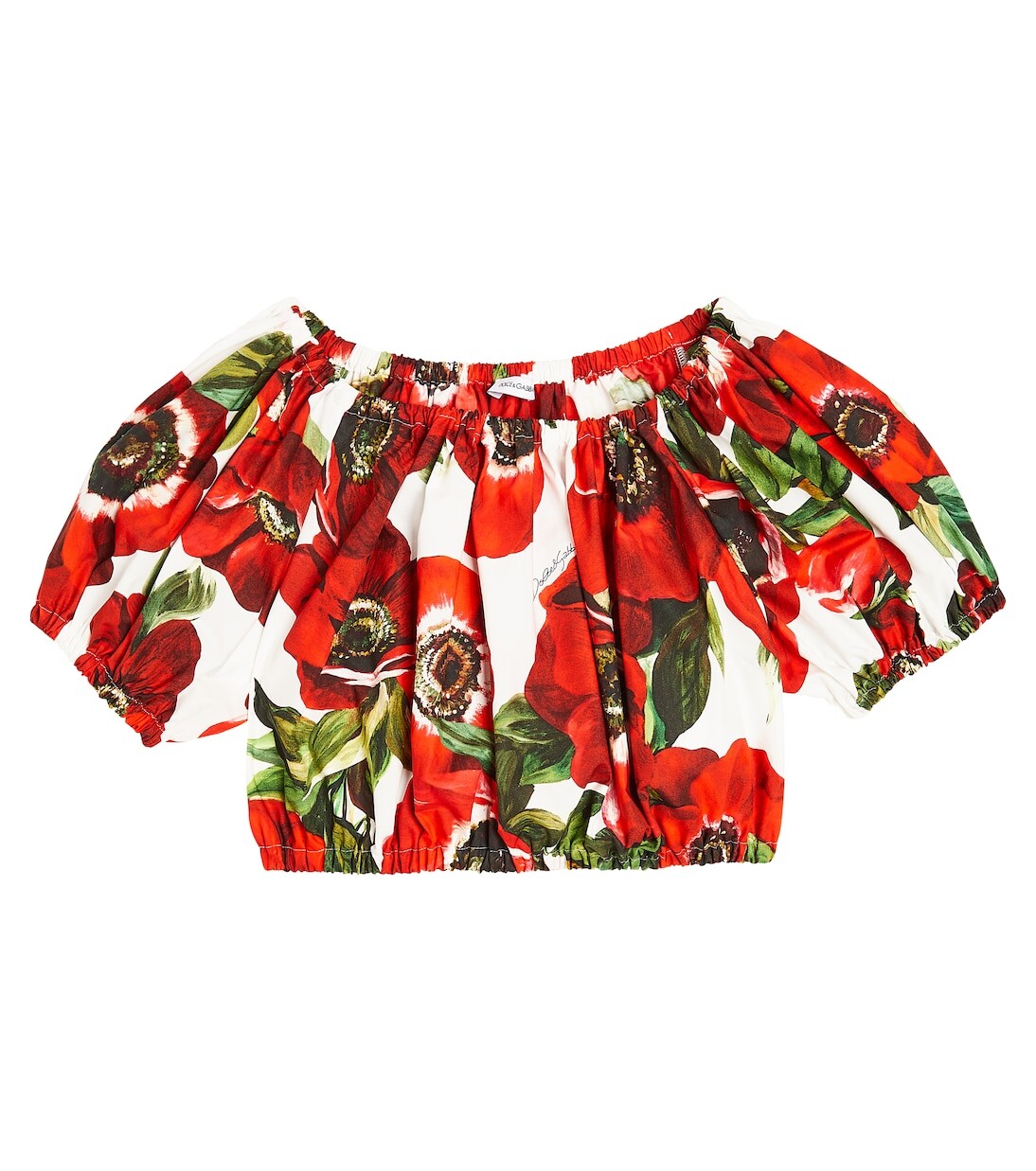 Хлопковый укороченный топ с открытыми плечами и цветочным принтом Dolce&Gabbana Kids, красный
Хлопковый укороченный топ с открытыми плечами и цветочным принтом Dolce&Gabbana Kids, красный