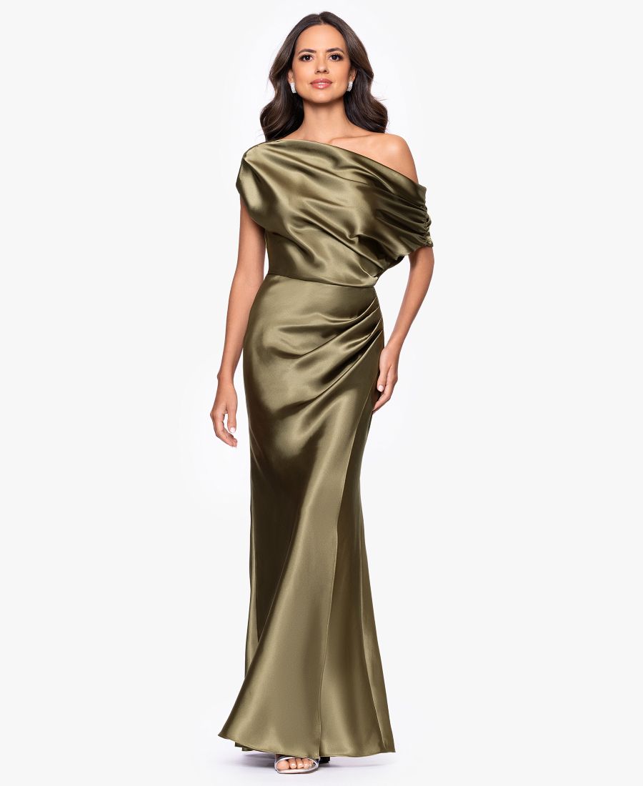 Женское длинное платье с открытыми плечами Betsy & Adam, Olive
Женское длинное платье с открытыми плечами Betsy & Adam, Olive