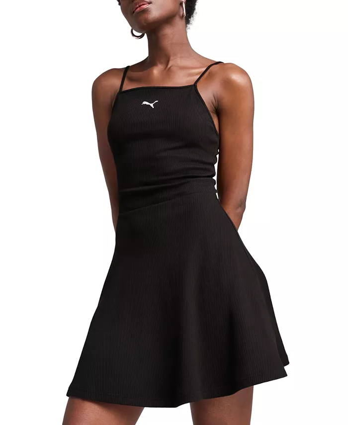Женское мини-платье с квадратным вырезом и расклешенным подолом из ребристой ткани Puma, черный
Женское мини-платье с квадратным вырезом и расклешенным подолом из ребристой ткани Puma, черный