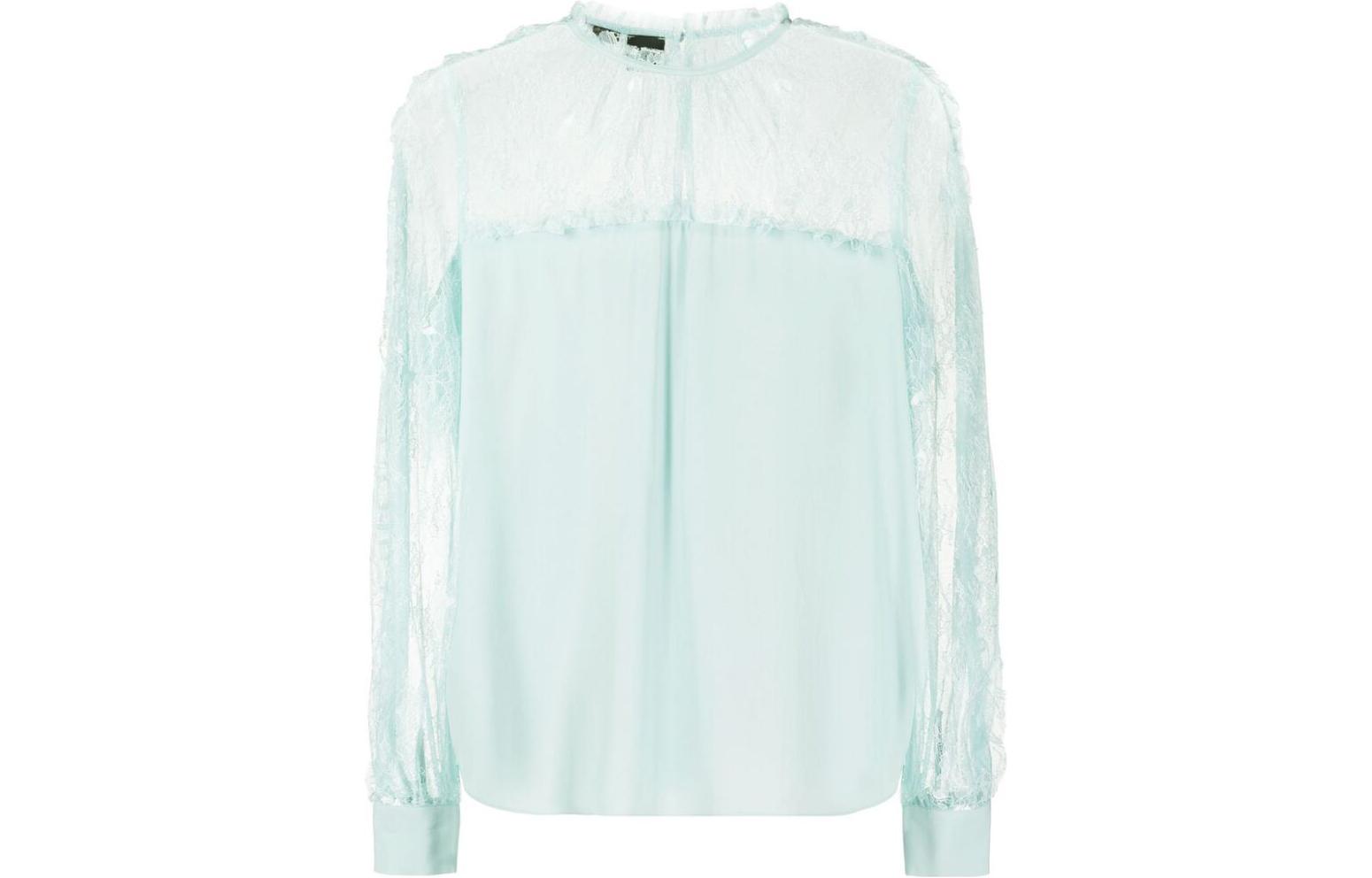 Блузка с кружевной вставкой PINKO, светло-голубая
Блузка с кружевной вставкой PINKO, светло-голубая