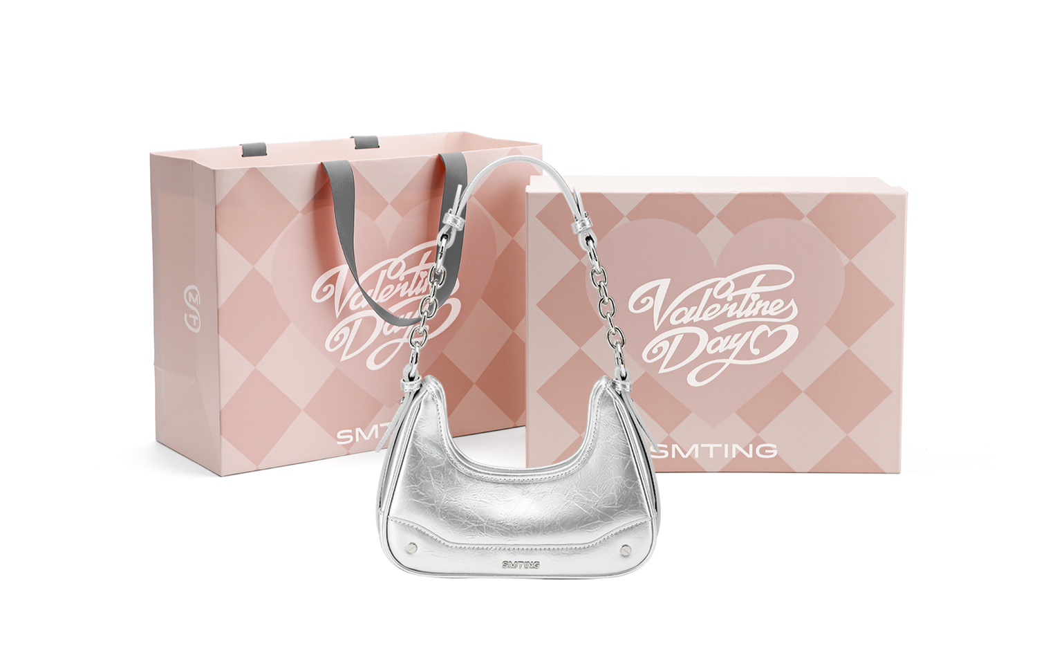 Премиальная кожаная сумка через плечо с одним ремнем Simedin малая женская лазерное серебро/темно-черный/экрю/высохшая розовая