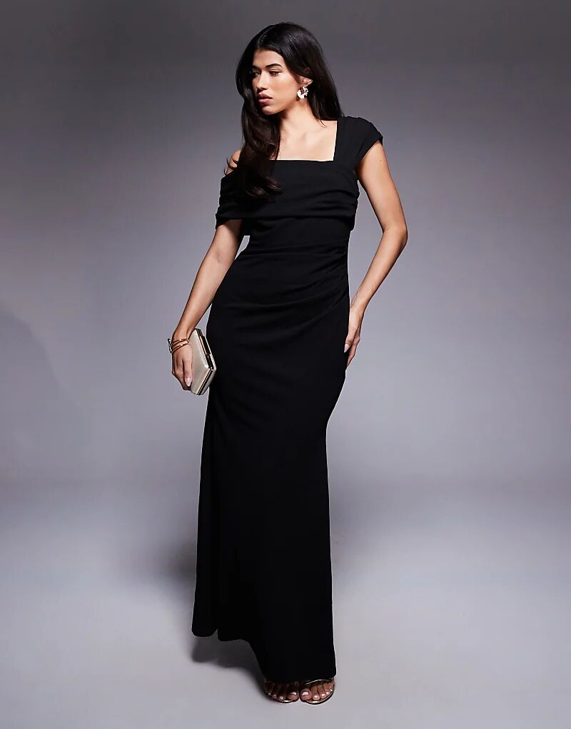 Вечернее макси-платье Goddiva на одно плечо черного цвета
Вечернее макси-платье Goddiva на одно плечо черного цвета
